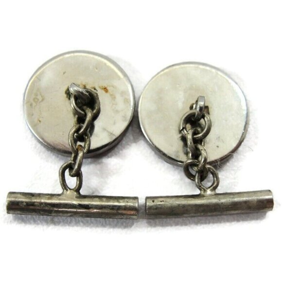 Pierre Cardin 18K Gold & 925 Sterling Silver Round Cufflinks Chain Links - Picture 5 of 11